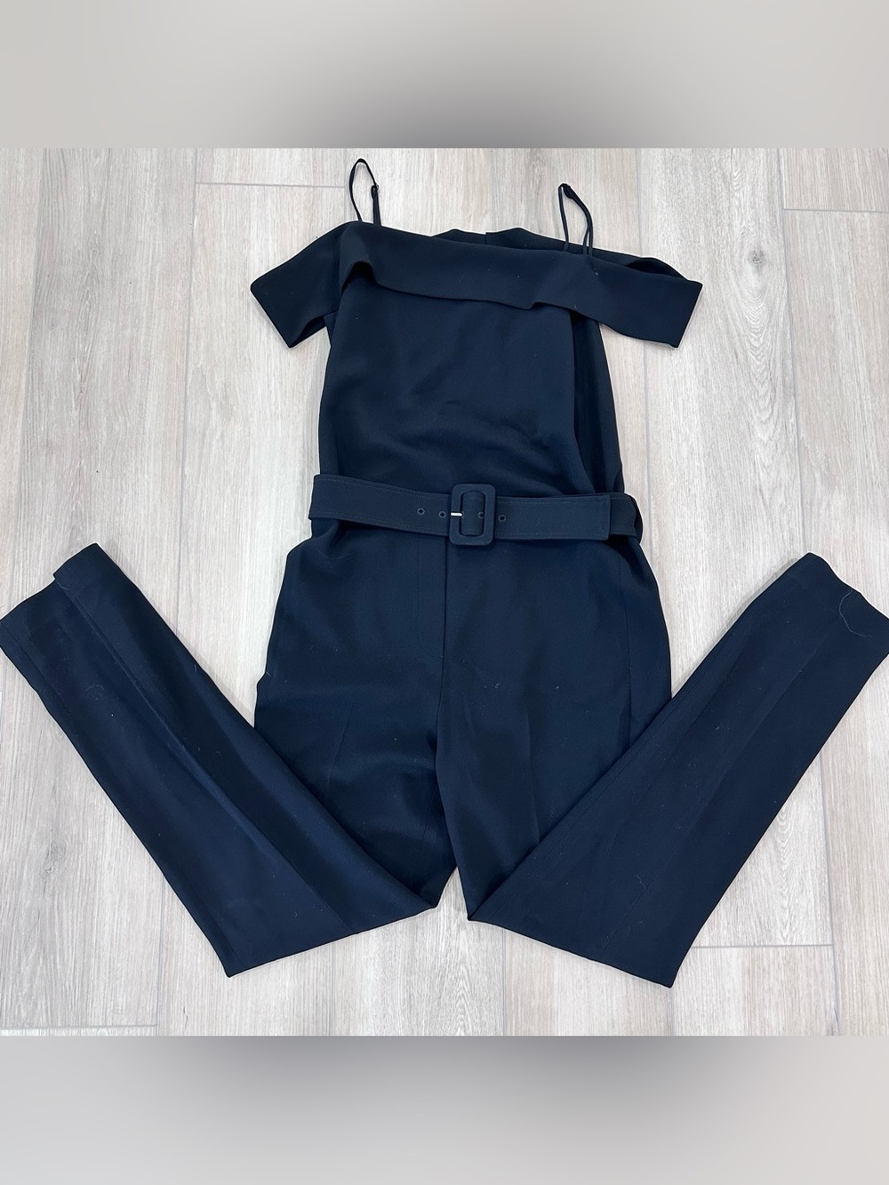 Theory off the shoulder admiral crepe belted jumpsuit black size 6 - Picture 5 of 10